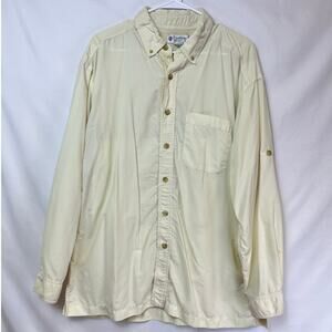 Coolibar Men Cream Long Sleeve Button Down Beach Pool Fishing Vacation Shirt - L